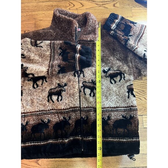 Awesome 90s Mazmania Fleece XS Moose Crossing Brown White(Fits a bit Larger) - Picture 7 of 14